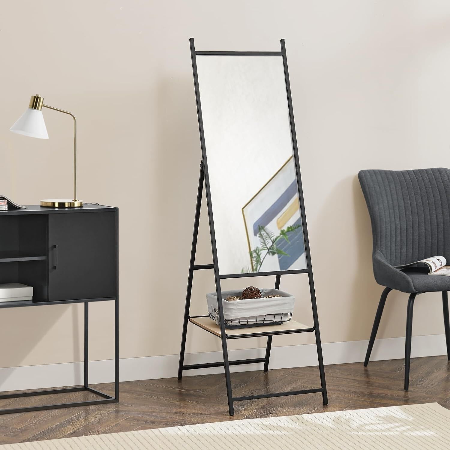AYNA MODERN MİNİMALİST BOY AYNASI GRİ 44.2x160CM