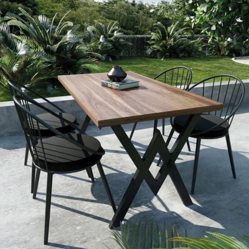 NET*/MASA SANDALYE TK.4 KİŞİLİK 120x80x72CM CEVİZ-