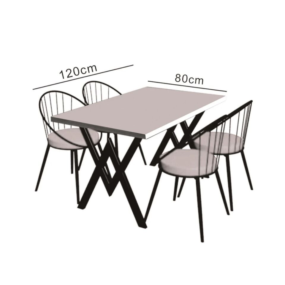 NET*/MASA SANDALYE TK.4 KİŞİLİK 120x80x72CM CEVİZ-