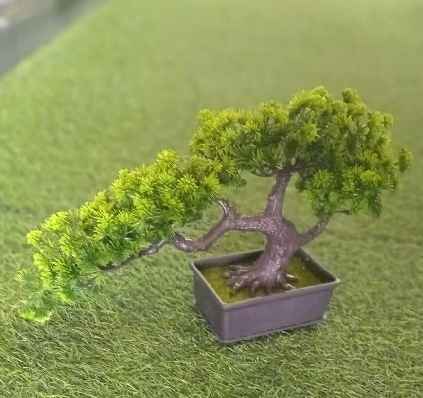 YAPAY ÇAM BONZAİ TOMURCUK ÇİM DİKDÖRTGEN SAKSI20CM