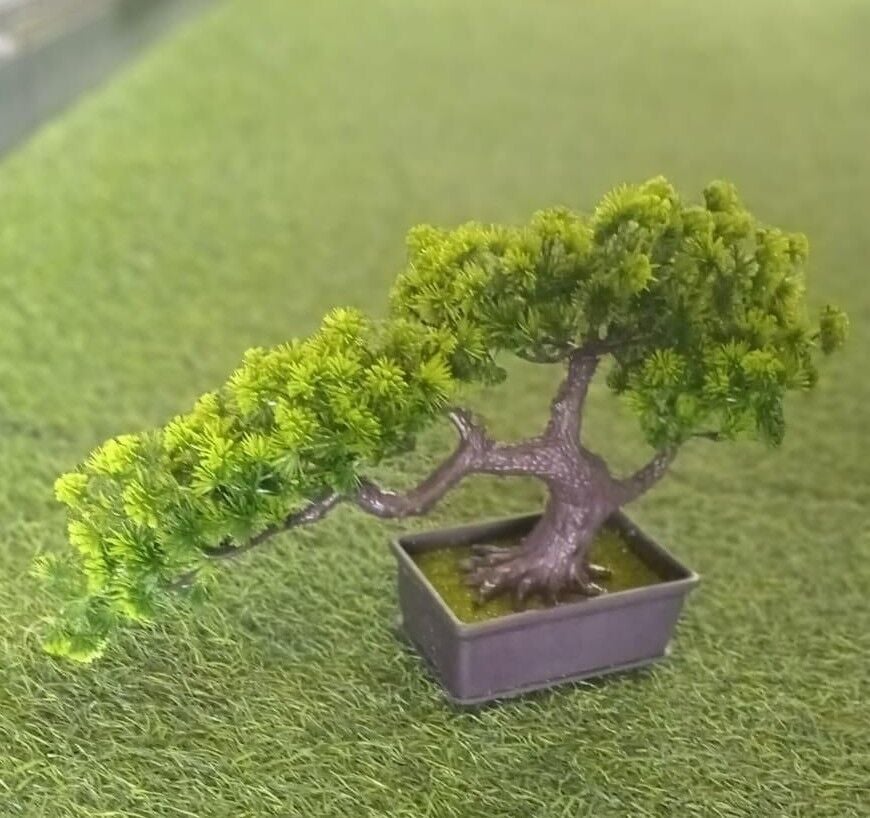 YAPAY ÇAM BONZAİ TOMURCUK ÇİM DİKDÖRTGEN SAKSI20CM