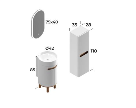 42 CM AYAKLI DLP MAT SİYAH+AYNALI ÜST