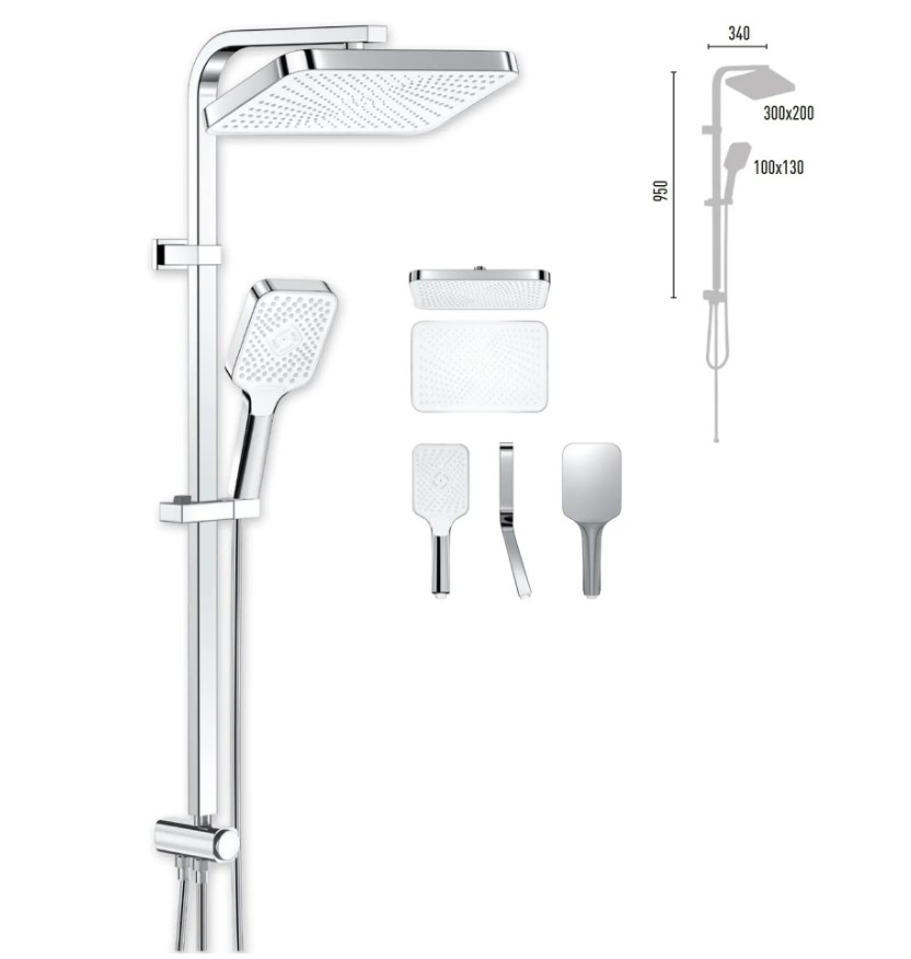 ORT-QUADRO İKİLİ DUŞ ÜNİTESİ KARE KROM