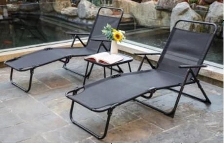 ŞEZLONG SETİ GÜNEŞLENME İKİLİ METAL + 1 SEHPA