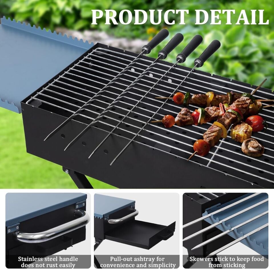 MANGAL KATLANIR ÇAPRAZ AYAK SİYAH 30X60