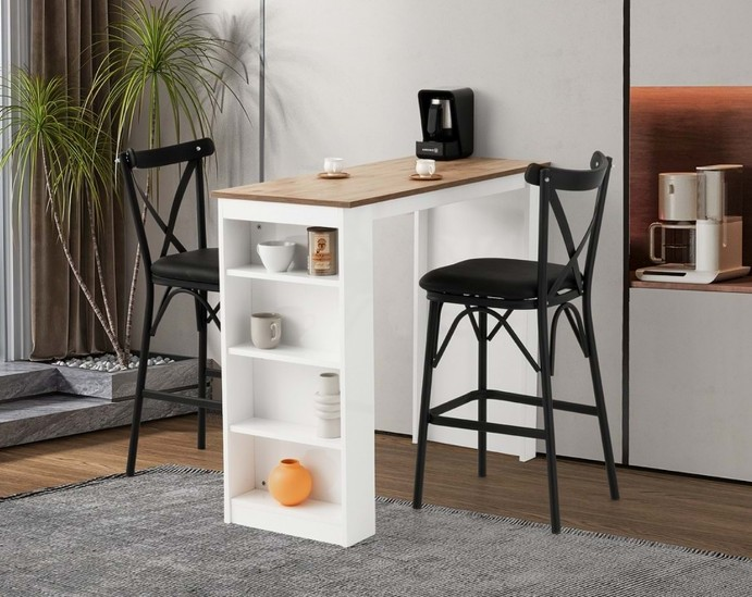 BAR MASASI FORZA 120x50x100 BEYAZ/DİŞ BUDAK