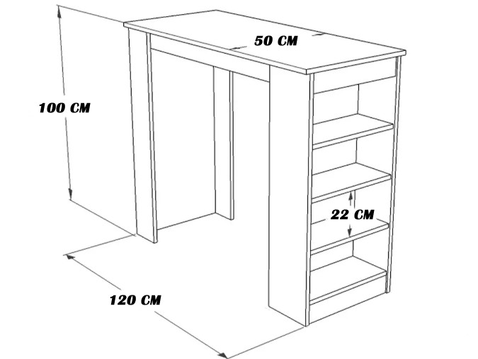 BAR MASASI FORZA 120x50x100 BEYAZ/DİŞ BUDAK