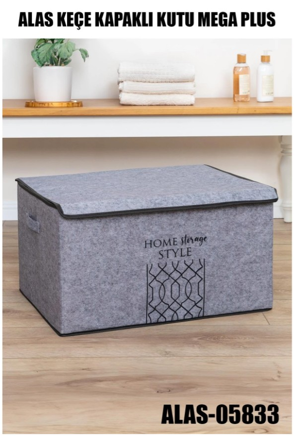 KUTU KEÇE KAPAKLI MEGA PLUS BEJ-GRİ