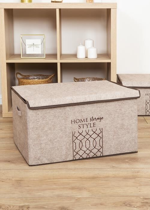 KUTU KEÇE KAPAKLI MEGA PLUS BEJ-GRİ