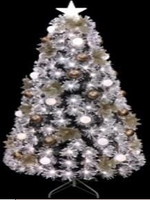 YILBAŞI AĞACI PÜSKÜL SÜS AYAKLI BEYAZ IŞIKLI 150CM