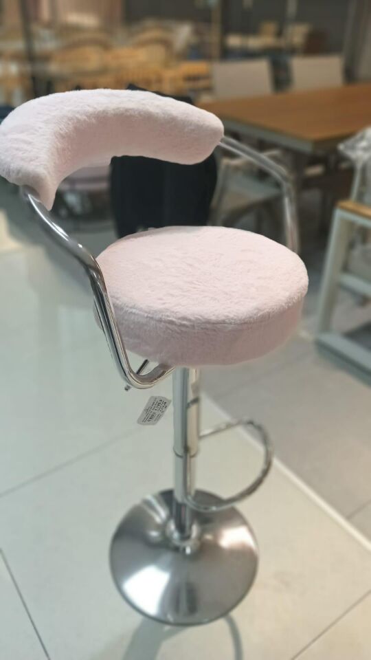 BAR SANDALYESİ AÇIK PEMBE  DÖŞEME METAL AYAK