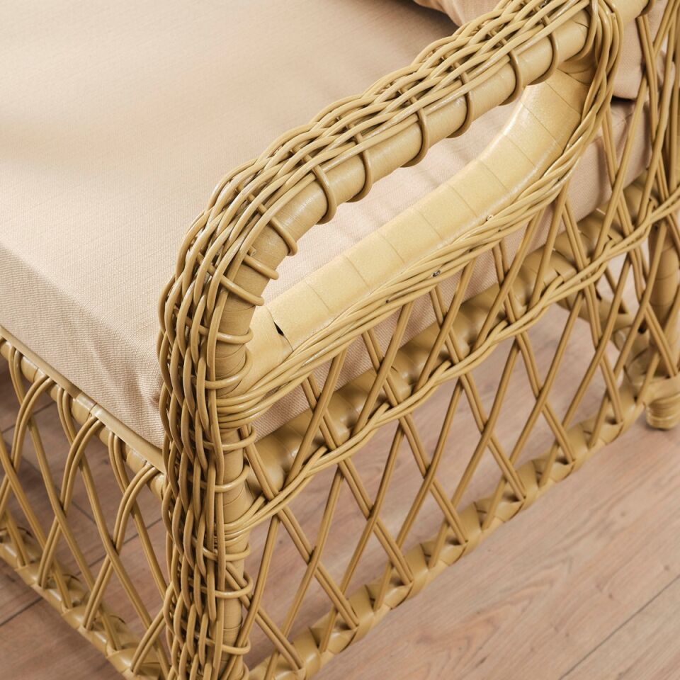 NET*/OTURMA GRUBU EDRA RATTAN PUFLU 3+1+1 CAM MASA