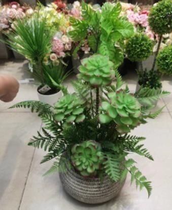 YAPAY BİTKİ KARIŞIK EĞRELTİ TOMBUL SAKSI 40 CM TP