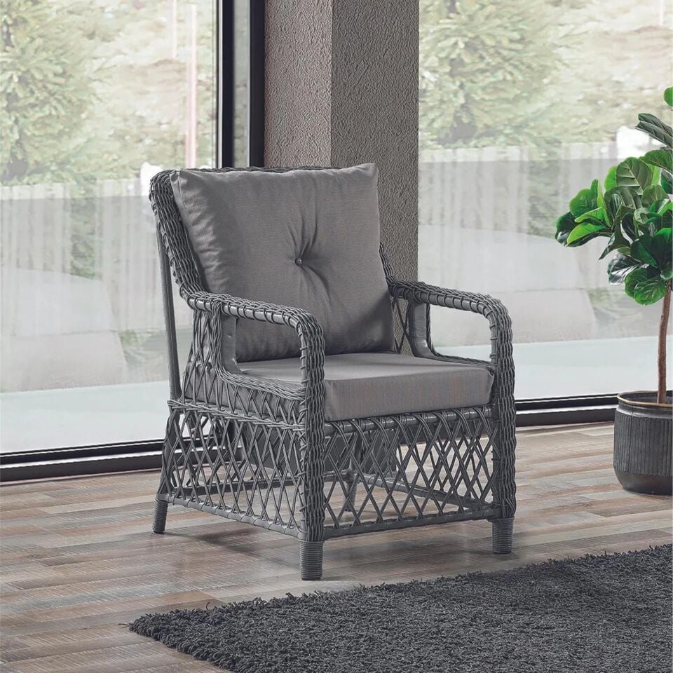 NET*/OTURMA GRUBU EDRA RATTAN PUFLU 3+1+1 CAM MASA