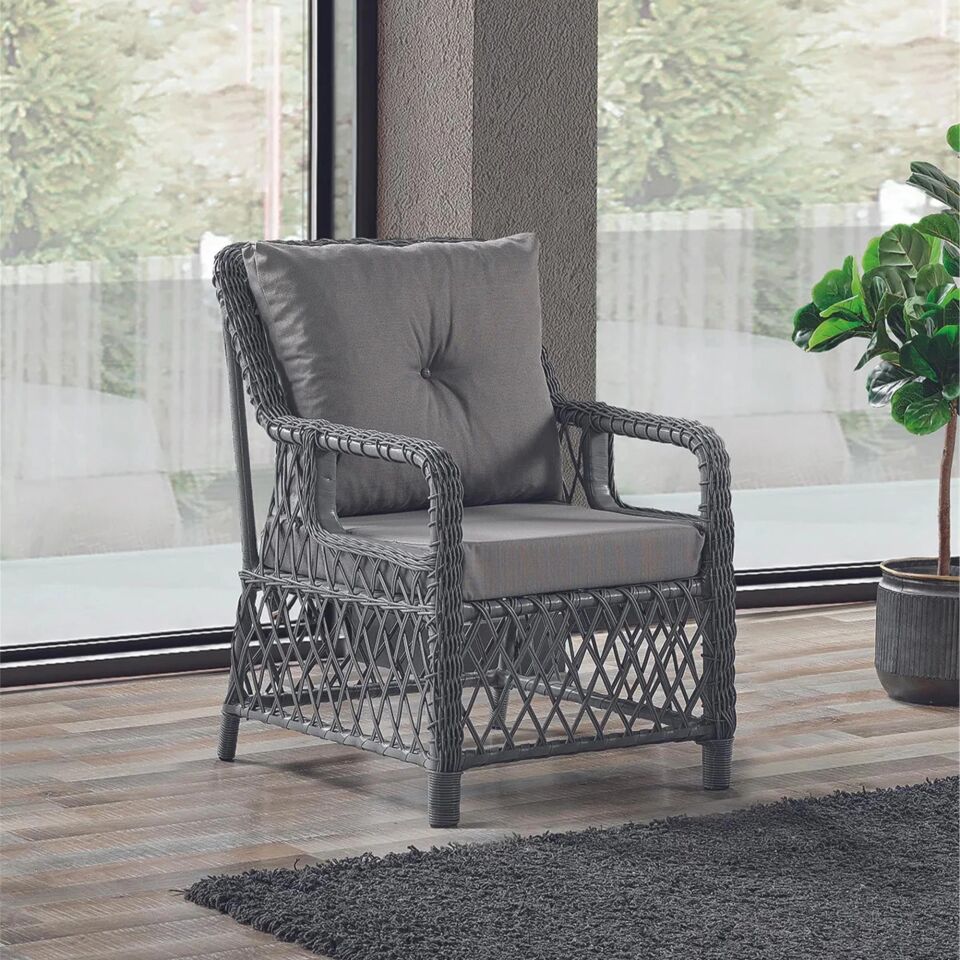 NET*/OTURMA GRUBU EDRA RATTAN PUFLU 3+1+1 CAM MASA