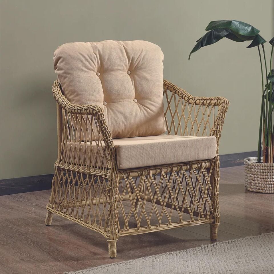 NET*/OTURMA GRUBU ICON RATTAN 2+1+1 CAM MASA CAPPU