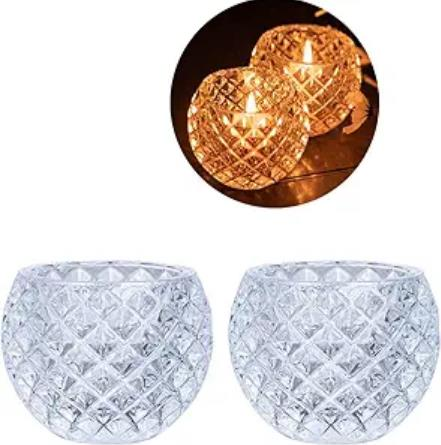 YAPAY MUM TEALIGHT KRISTAL ELMAS PİLLİ
