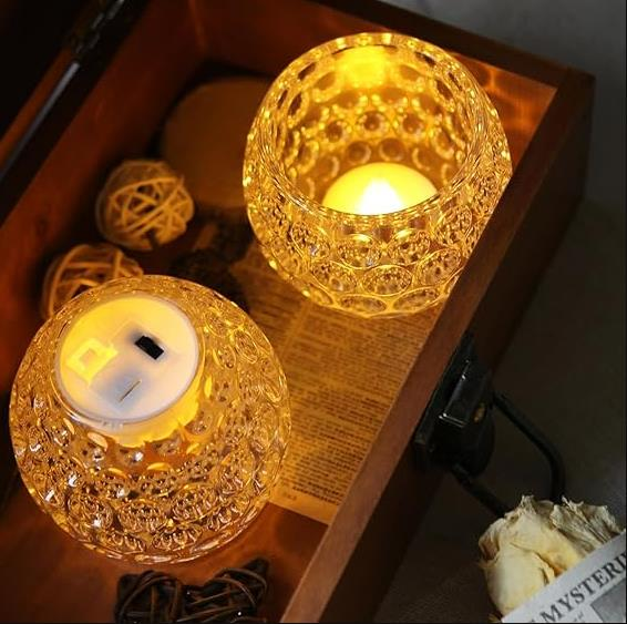 YAPAY MUM TEALIGHT KRISTAL ELMAS PİLLİ