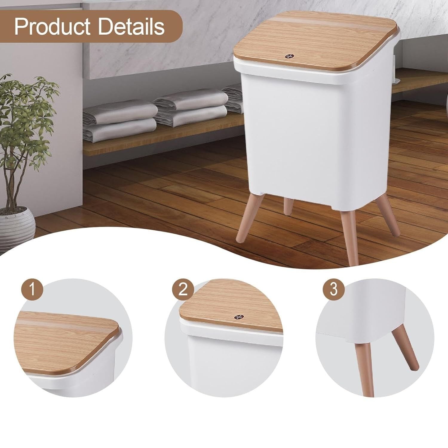 ÇÖP KOVASI AHŞAP RENK AYAKLI MODERN 12L