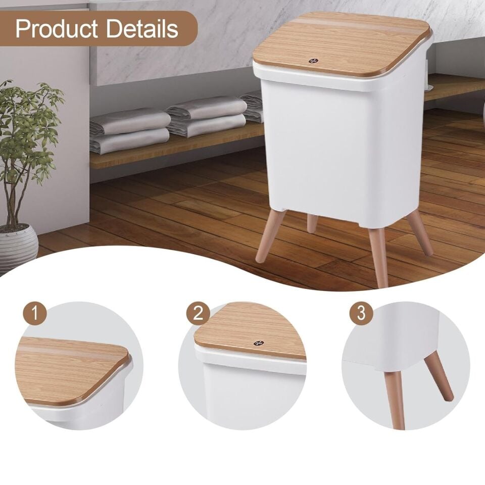 ÇÖP KOVASI AHŞAP RENK AYAKLI MODERN 12L