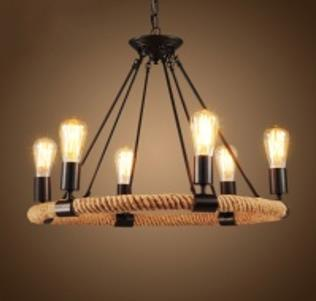 AVİZE 6 LI AMPÜL DEMİR ÇUBUK HALATLI ÇEMBER