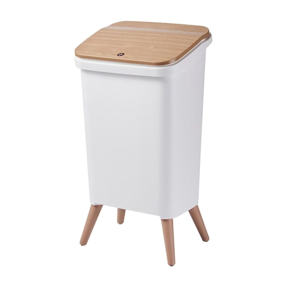 ÇÖP KOVASI AHŞAP RENK AYAKLI MODERN 15L