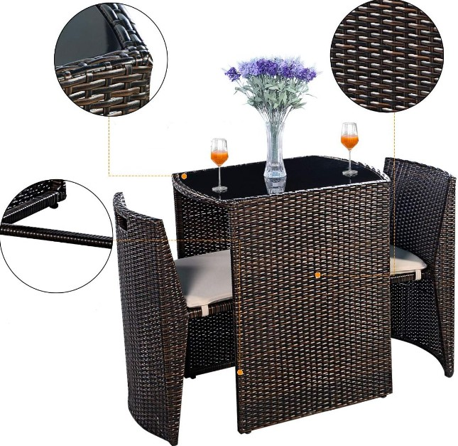 NET*/MASA SETİ İÇE GEÇMELİ RATTAN 1MASA+2 SAND