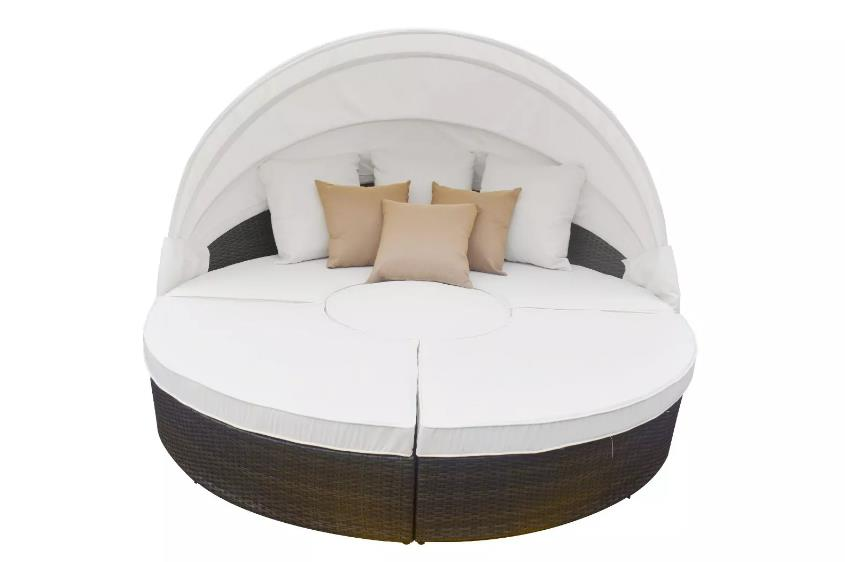 BAHÇE OTURMA GRUBU YUVARLAK MİNDERLİ BEYAZ
