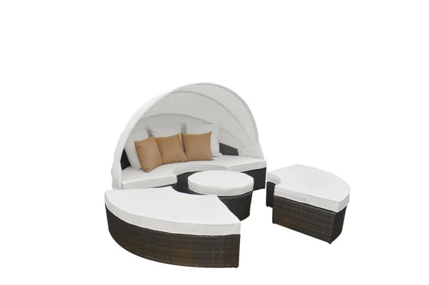 BAHÇE OTURMA GRUBU YUVARLAK MİNDERLİ BEYAZ