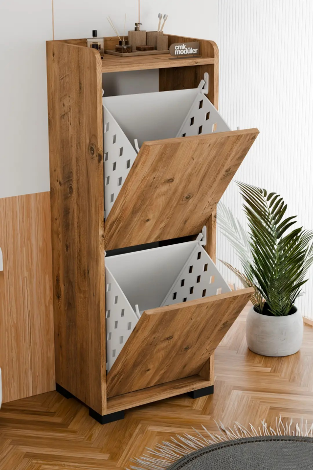 ÇAMAŞIR DOLABI İKİ BÖLMELİ DİKEY ÇAM