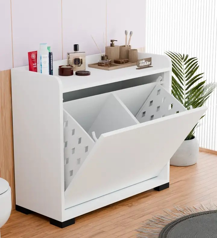 ÇAMAŞIR DOLABI İKİ BÖLMELİ YATAY BEYAZ