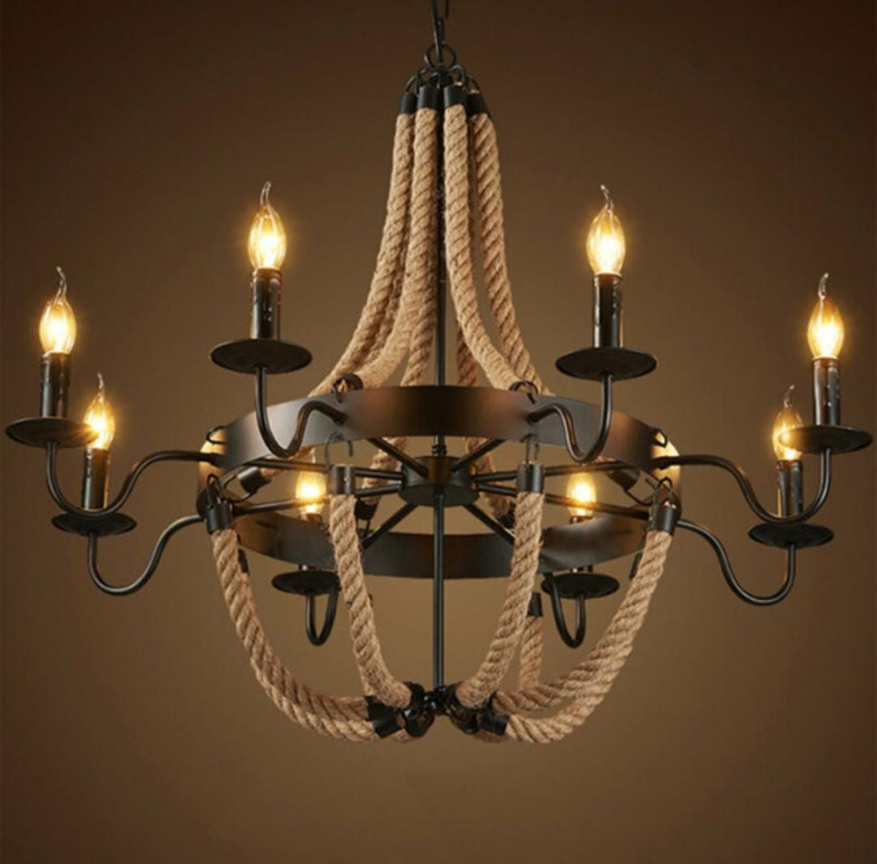 AVİZE 8+4 AMPÜL HALAT MUM BAŞLIK 80*70CM