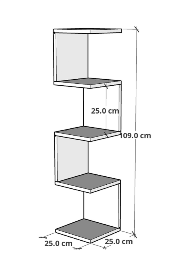 NET*/KİTAPLIK KÖŞE ZİKZAK 109x25x25CM BEYAZ