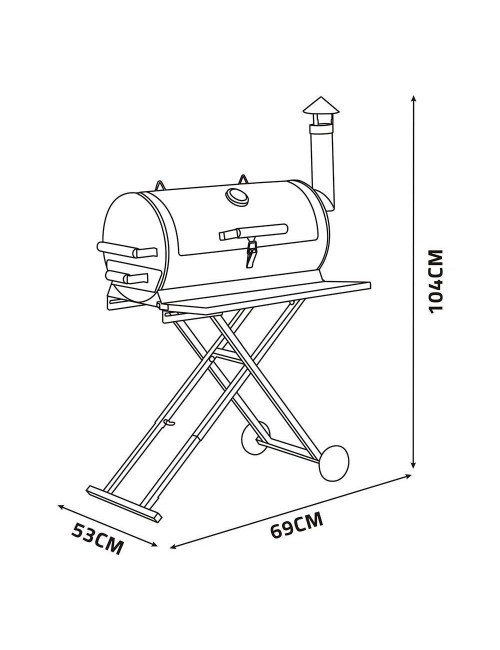 BARBEKÜ YATAY MODEL İKİ TEKER 69.5x53x103cm