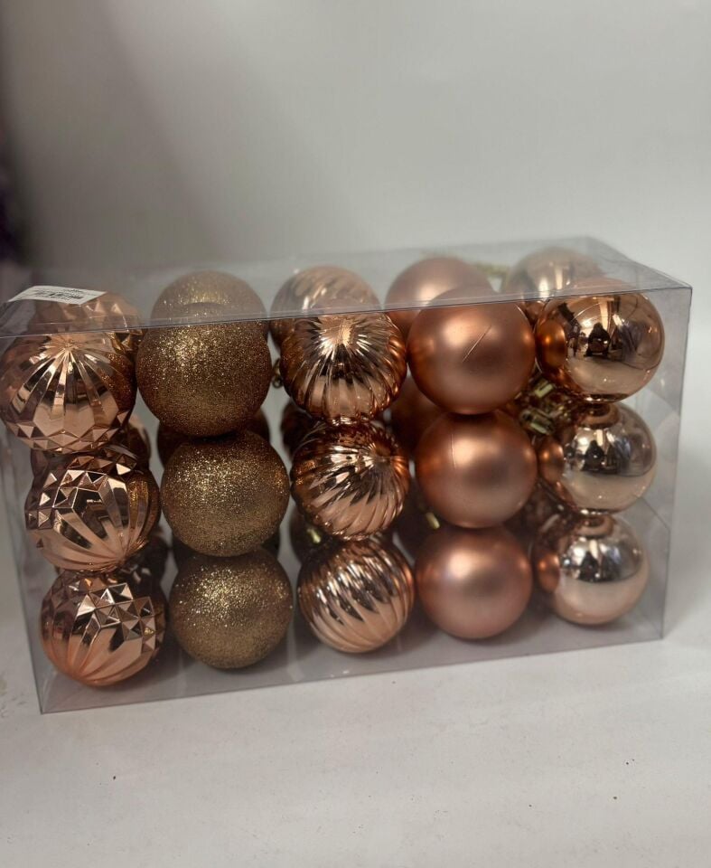 YILBAŞI SÜSÜ TOP PARTİ KARIŞIK METALİK ROSE SET