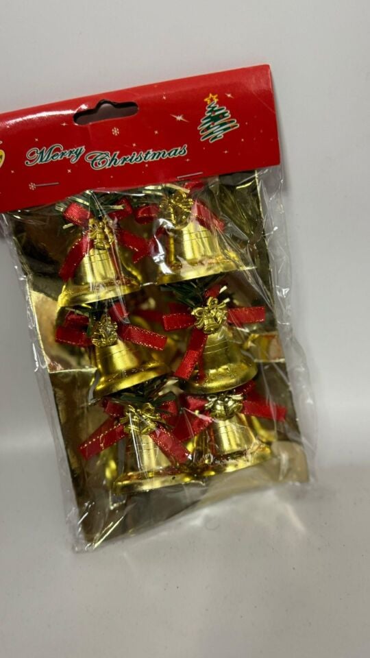 YILBAŞI SÜSÜ 6LI ÇAN KURDELELİ SARI