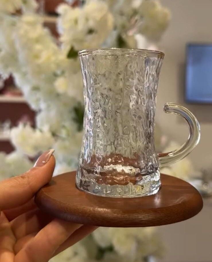ÇAY BARDAĞI SETİ CAM DOKULU KULPLU  SET