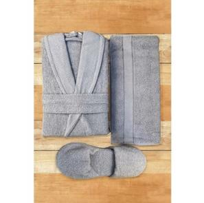 BORNOZ SETİ XXL KUTULU ADA YARIM TERLİKLİ 3 PARÇA