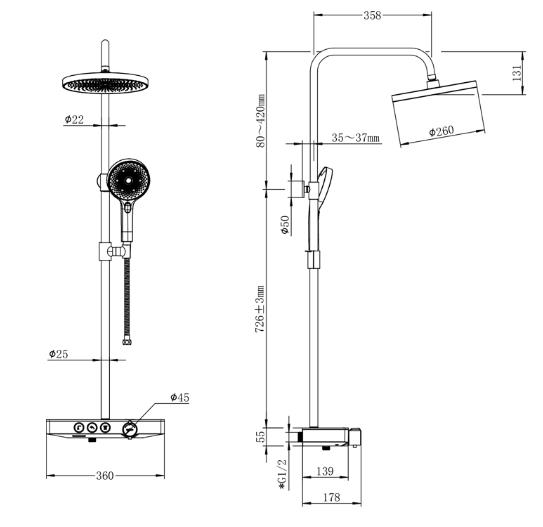 BOLD BATARYALI DUŞ ÜNİTESİ SİYAH
