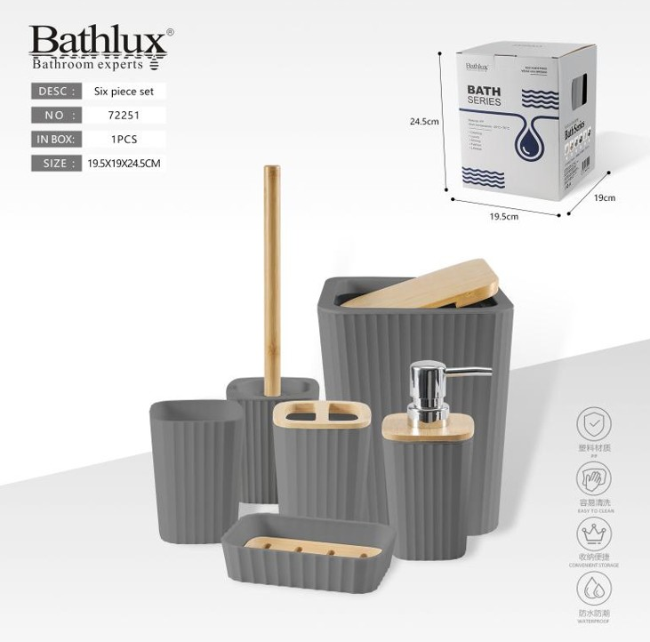 BANYO AKSESUAR SETİ 6'LI GRİ
