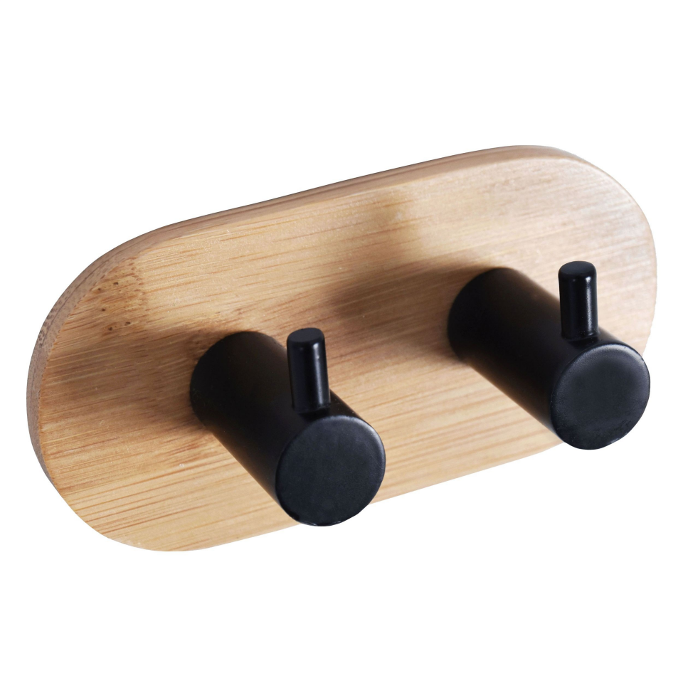 KANCA SİYAH  BAMBU ÇİFT KANCA- HAVLU ASKISI-2’Lİ