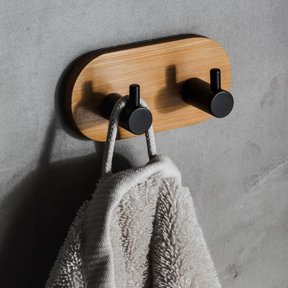 KANCA SİYAH  BAMBU ÇİFT KANCA- HAVLU ASKISI-2’Lİ