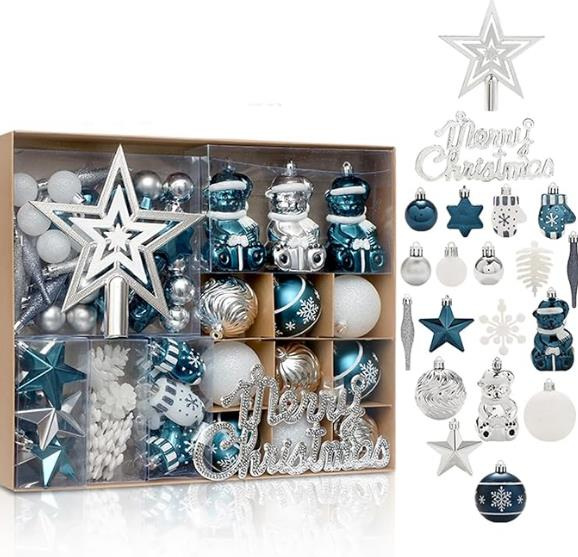 NET*/YILBAŞI SÜSÜ ÖZEL SERİ MAVİ GRİ SET