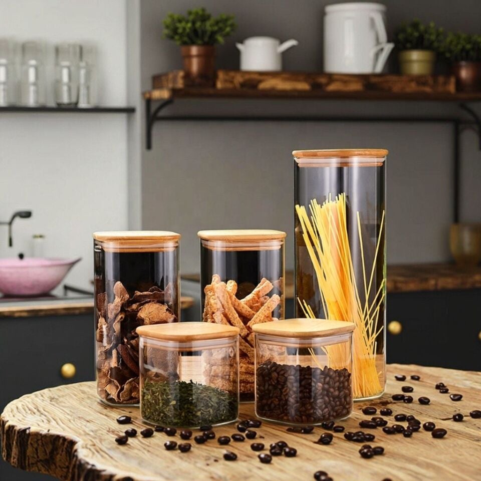BAHARATLIK CAM BAMBU KAPAK 5Lİ SET