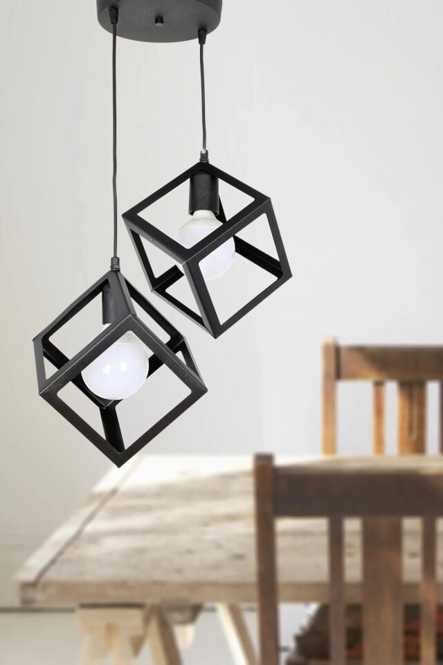 AVİZE İKİLİ MAGNEZYA 35X70CM SİYAH