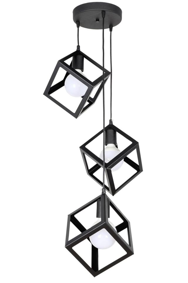 AVİZE ÜÇLÜ MAGNEZYA 35X90CM SİYAH