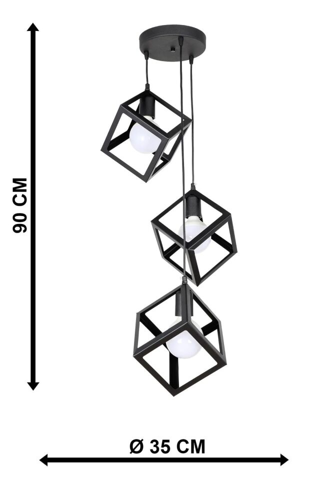 AVİZE ÜÇLÜ MAGNEZYA 35X90CM SİYAH