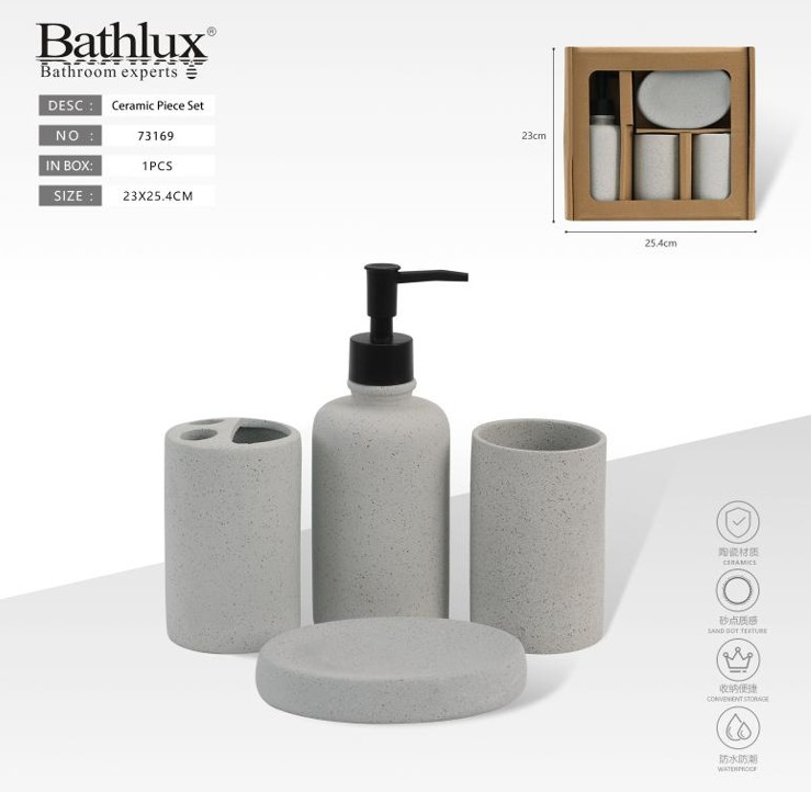 BANYO AKSESUAR SETİ SERAMİK GRİ 4PARÇA