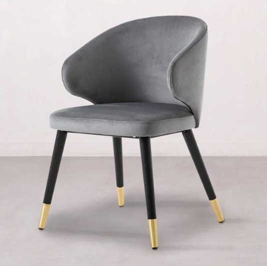 SANDALYE KUMAŞ  AHŞAP DETAYLI AYAK SİYAH GRİ