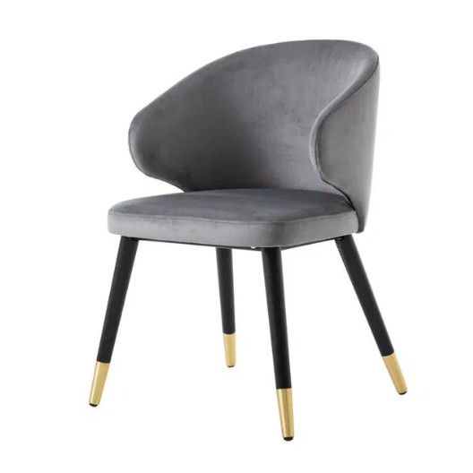 SANDALYE KUMAŞ  AHŞAP DETAYLI AYAK SİYAH GRİ